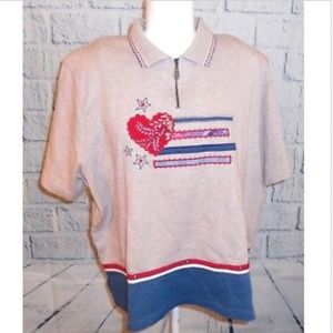 Napa Valley Women's 1X Beige S/S Top Heart Design